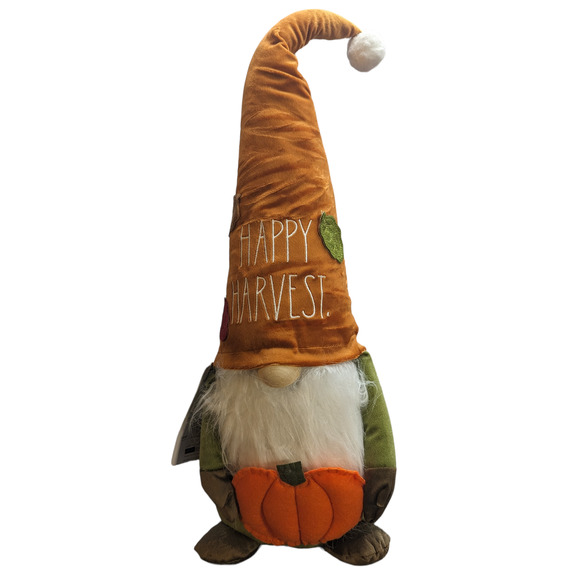 Rae Dunn Thanksgiving HAPPY HARVEST Tall Plush Gnome with Pumpkin - Picture 1 of 1